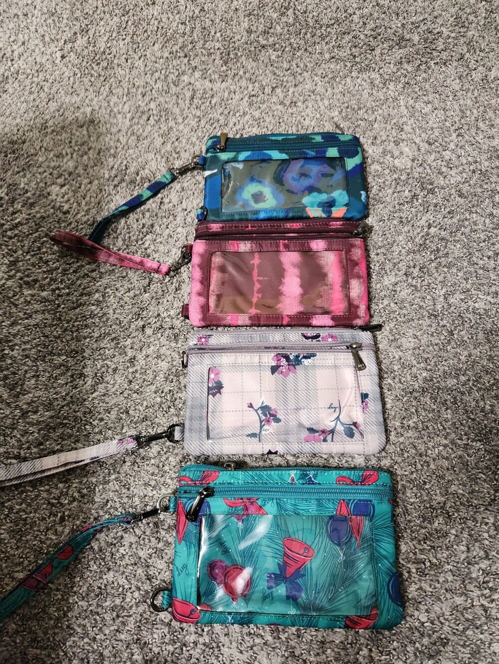Lug  Lot of four (4) Peekaboo Quilted Wristlet Clutch NWOT